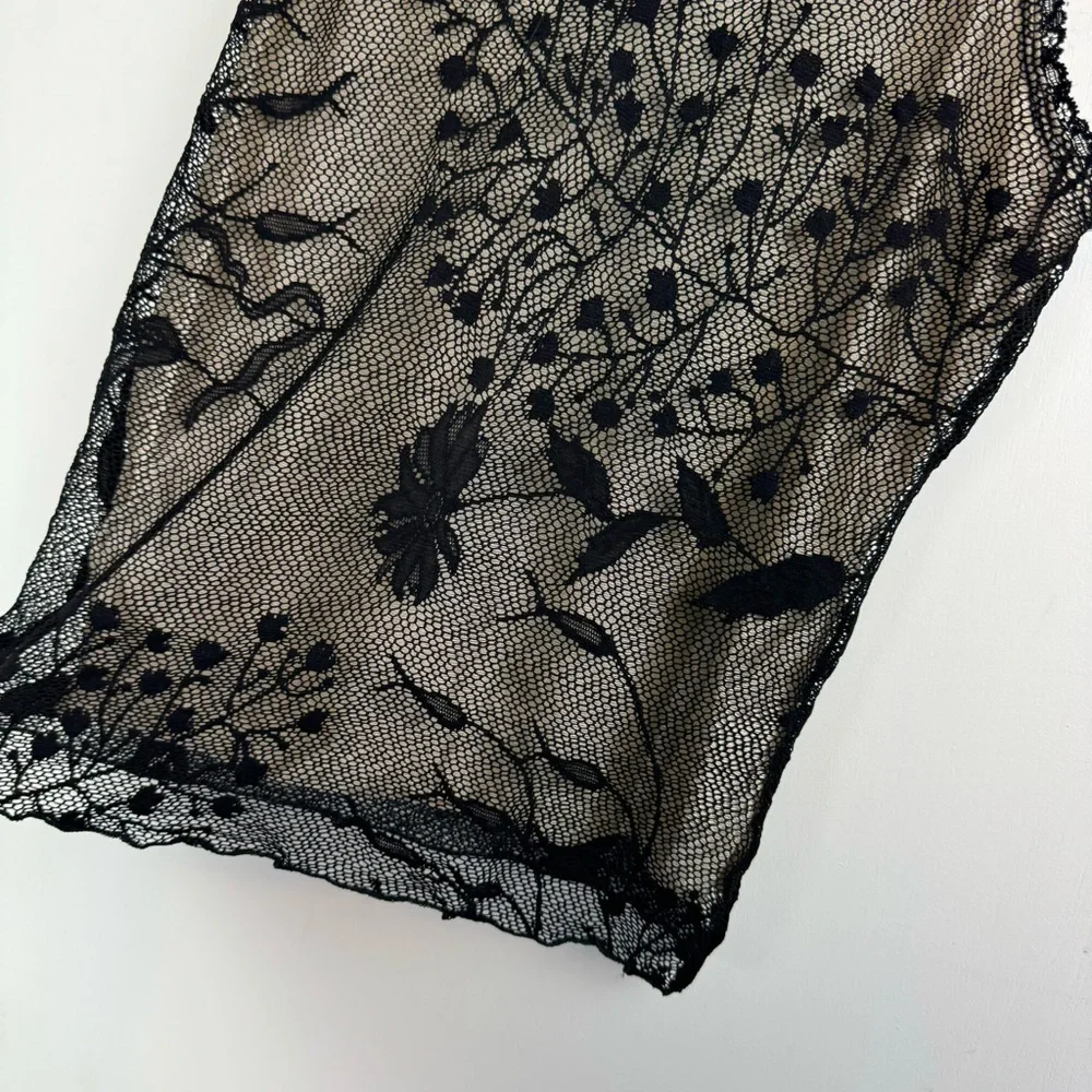 Vintage Y2K Black Lace Mesh Overlay Cami Tank Top Sz Medium - Picture 5 of 13